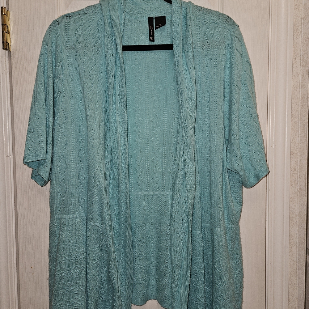 New Directions Teal Open-Front Cardigan